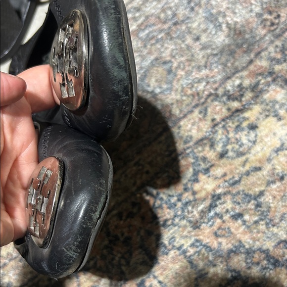 Tory Burch Black Flats with Silver Emblem - Picture 4 of 4